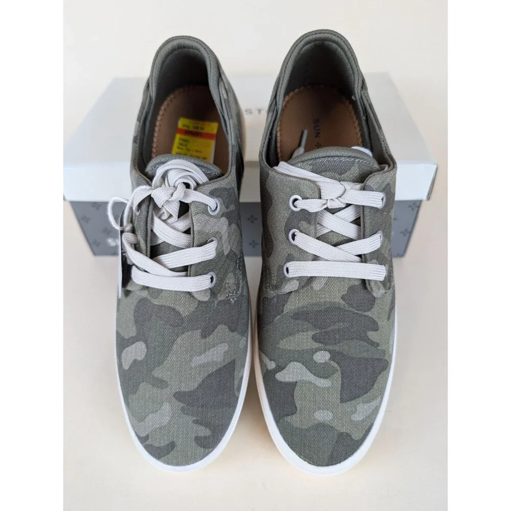 Sun + Stone Kiva Casual Sneakers Mens 10 M Green Camo Low Top Lace Up Shoes NWB_4